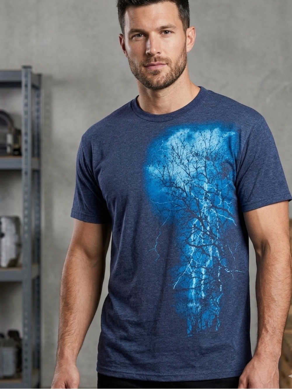 Apt. 9 Navy Short-Sleeve Tee with Blue Tree Graphic